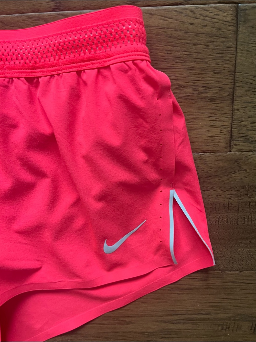 NIKE Aeroswift Running Shorts Hot Pink Neon Coral Sz L Perforated Reflective - Picture 3 of 11